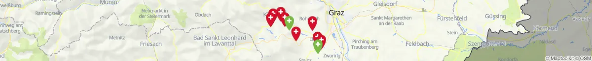 Kartenansicht für Apotheken-Notdienste in der Nähe von Voitsberg (Steiermark)
